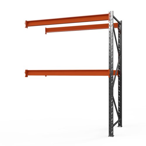 Секция приставная стеллажа металлического Оптима, 2000x2500x600 мм. Ярусы: 2 шт. без настила